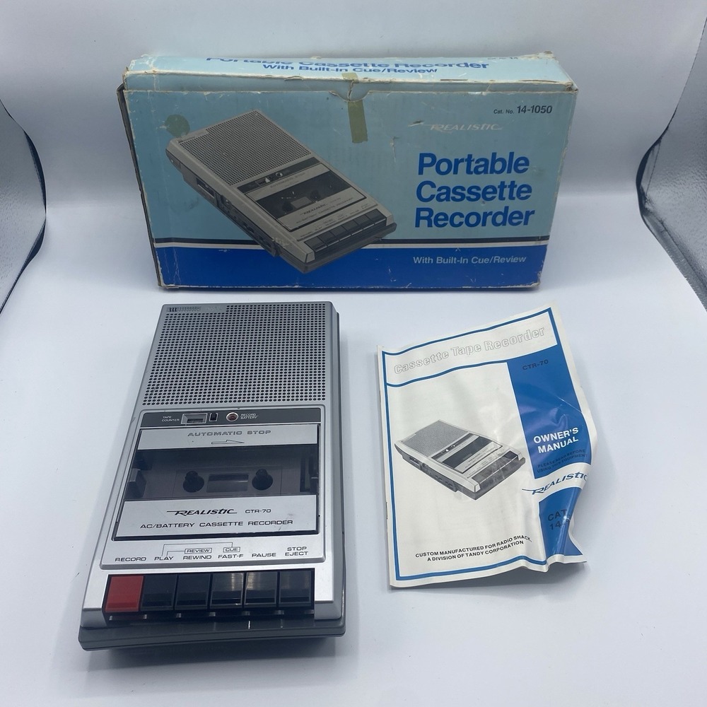 Realistic CTR-70 Portable Cassette Recorder 14-1050 In Box
